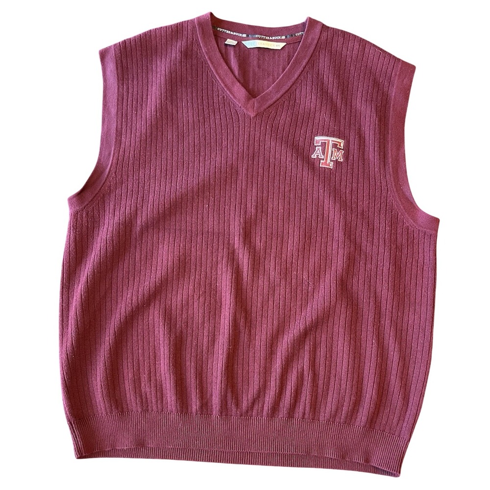 Cutter & Buck Texas A&M Aggies Maroon V-Neck Sweater Vest Size L